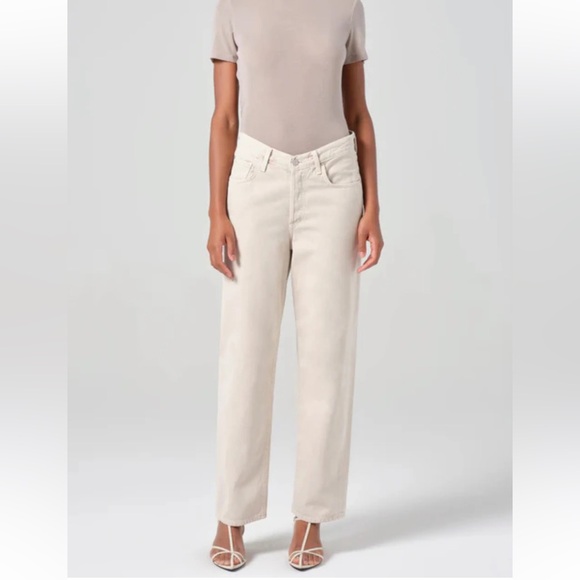 AGOLDE V-Waist Baggy Straight Leg Jeans (Scone) - Picture 3 of 8